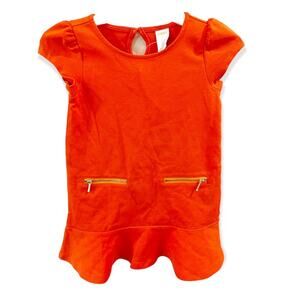 Gymboree Dress Vibrant Orange Short Sleeve Zipper Accents NWT Size 5